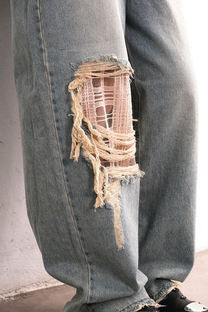 Destroyed Lace Jeans