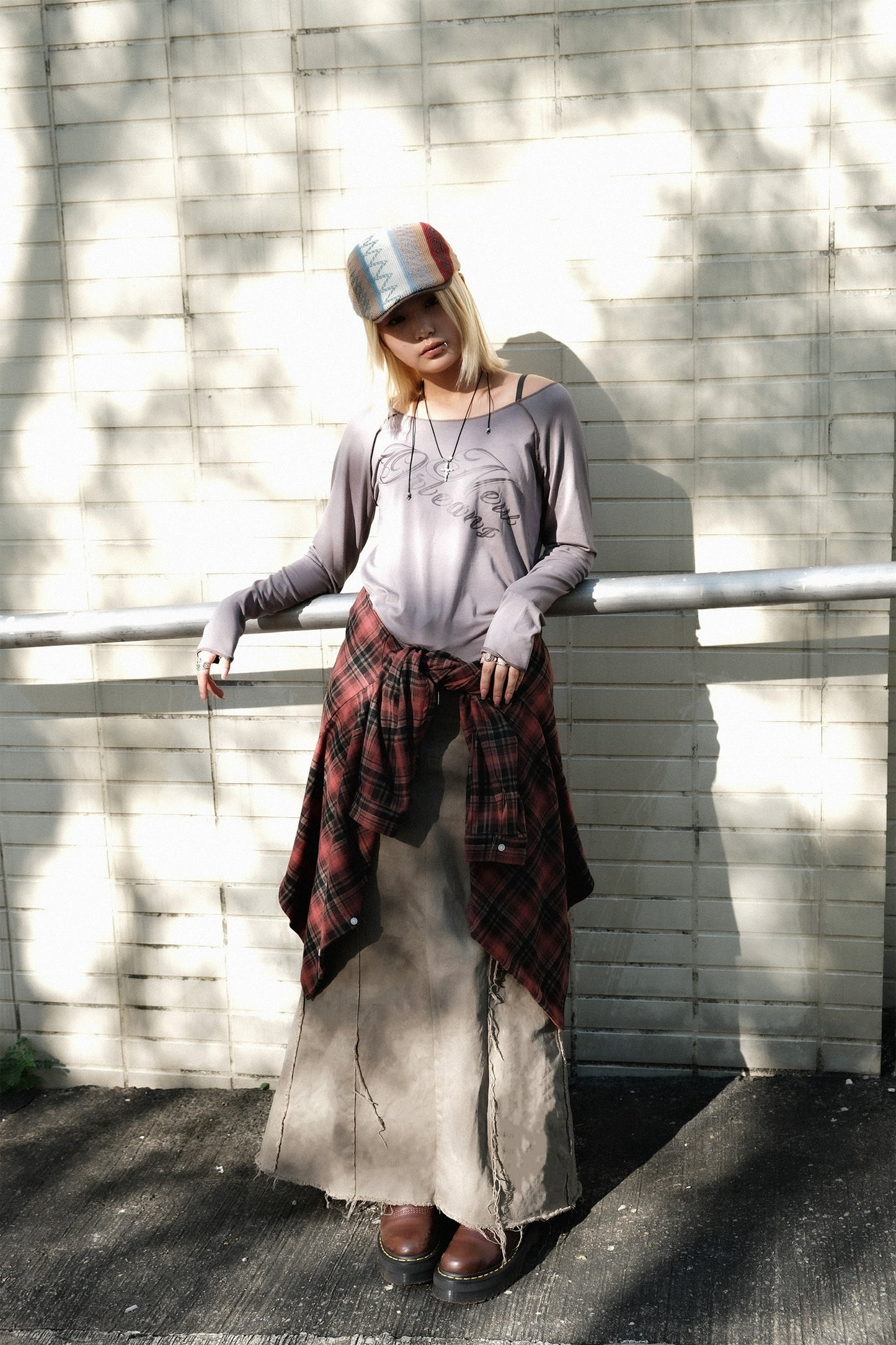 Distressed Fishtail Skirt