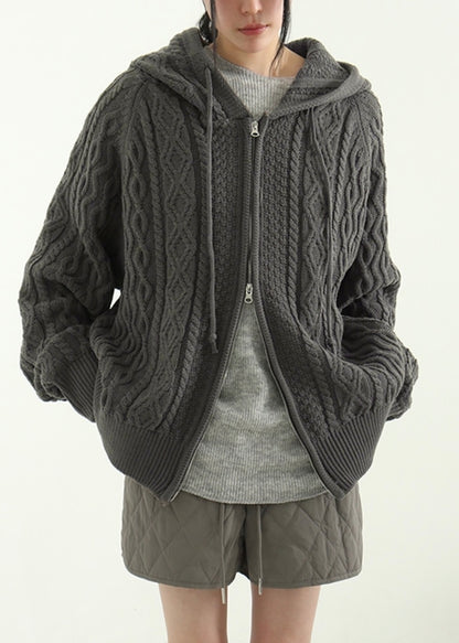 Warmer Cable Knit Zip-up