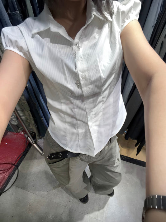 Hallie Stripe Blouse (ivory)