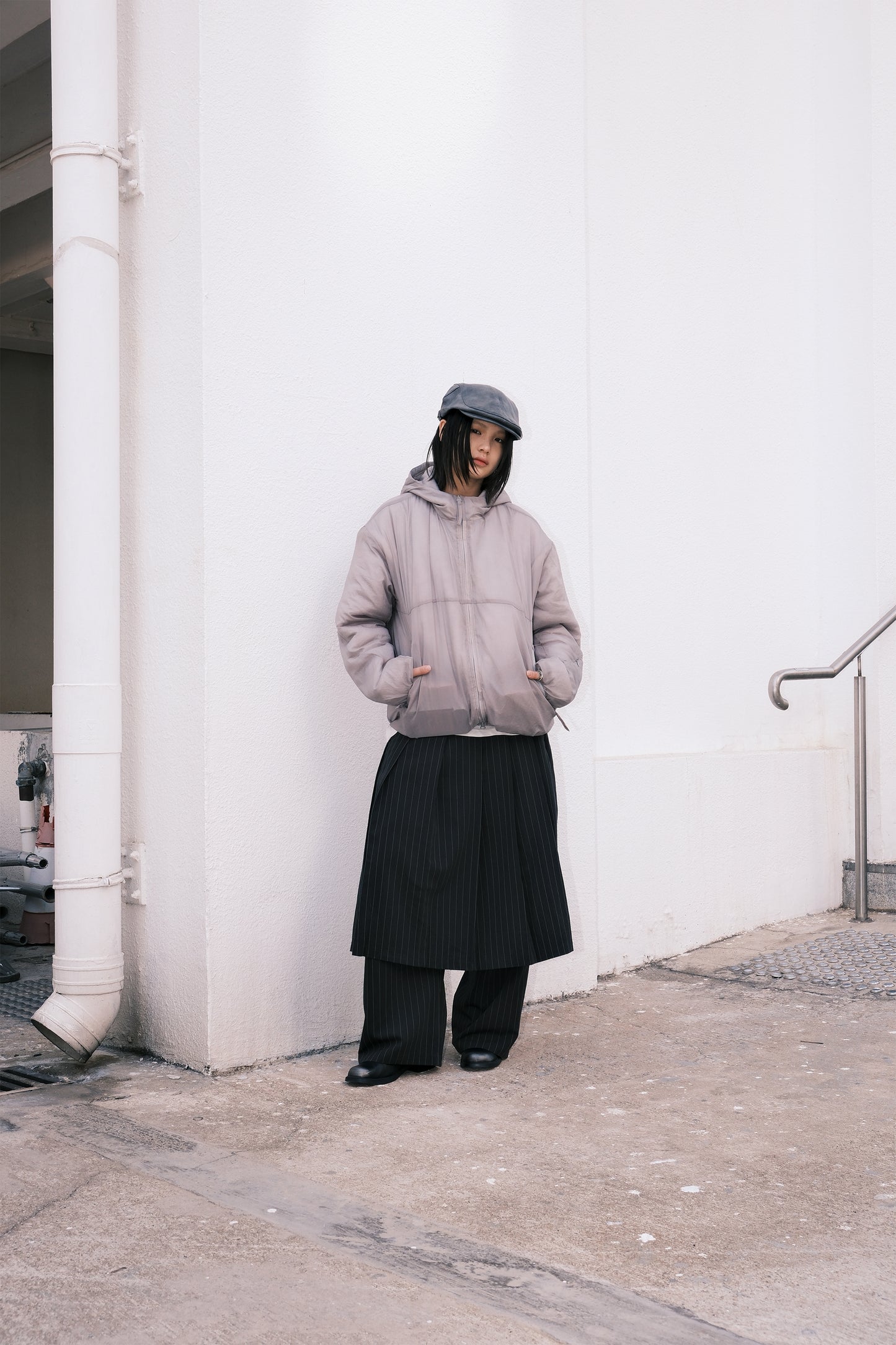 Stripe Pleats Skirt Pants (3colors)