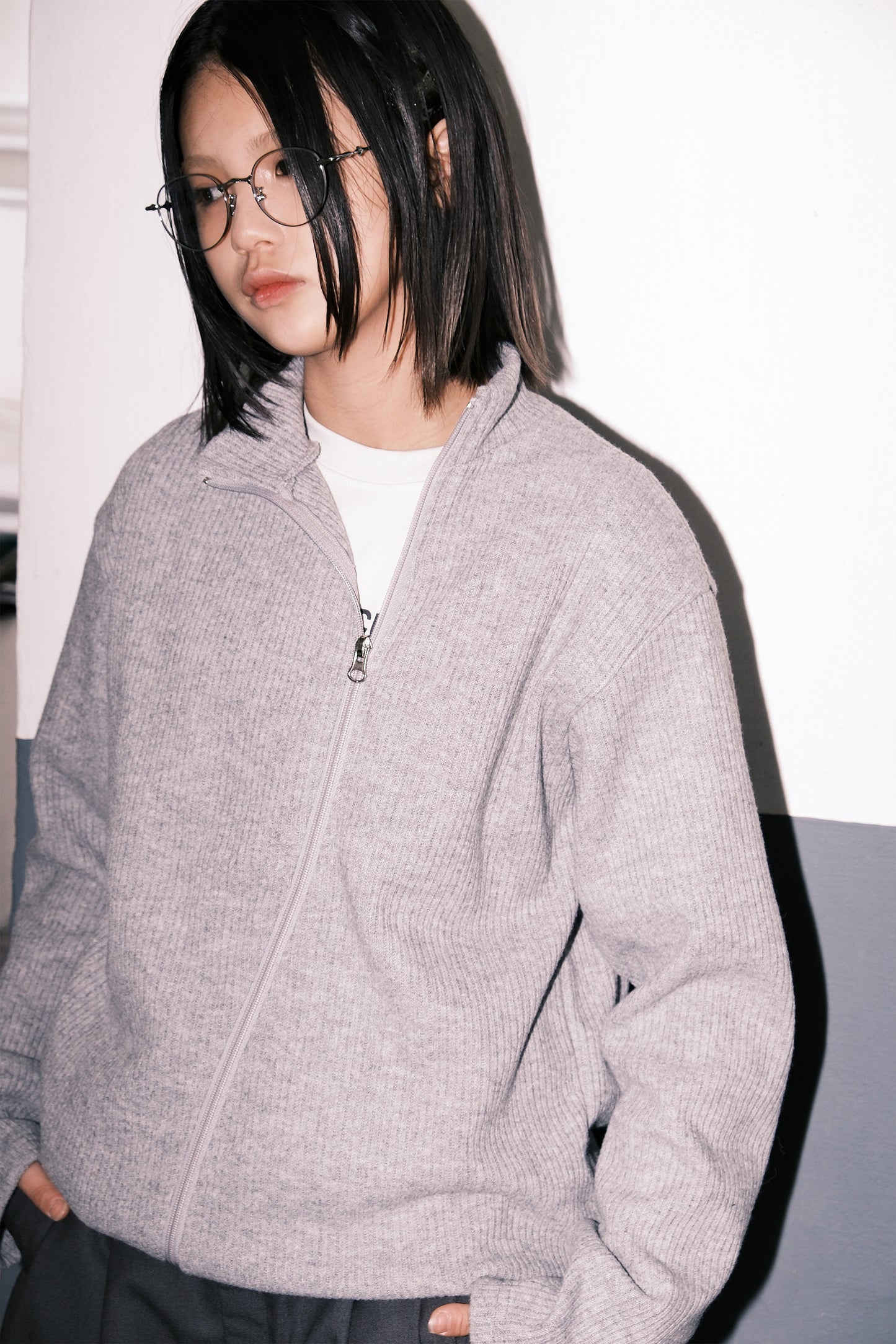 Wave Knitted Zip Up (3color)