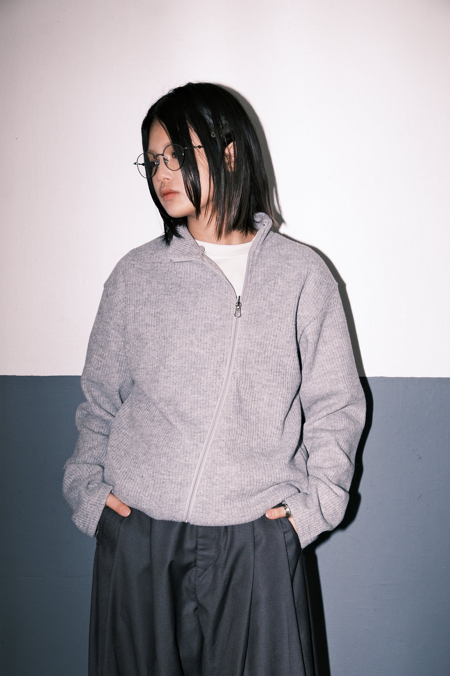 Wave Knitted Zip Up (3color)