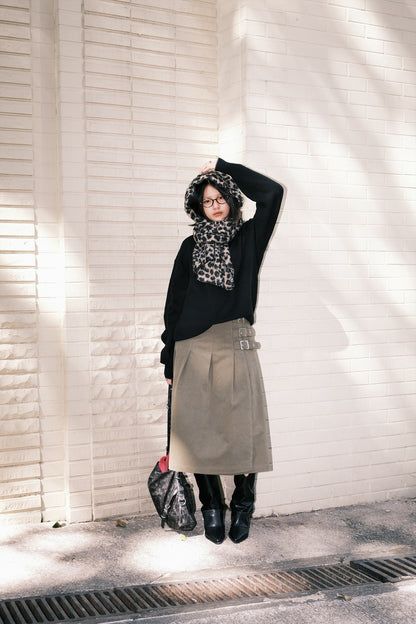 Belted Wrap Skirt (khaki)