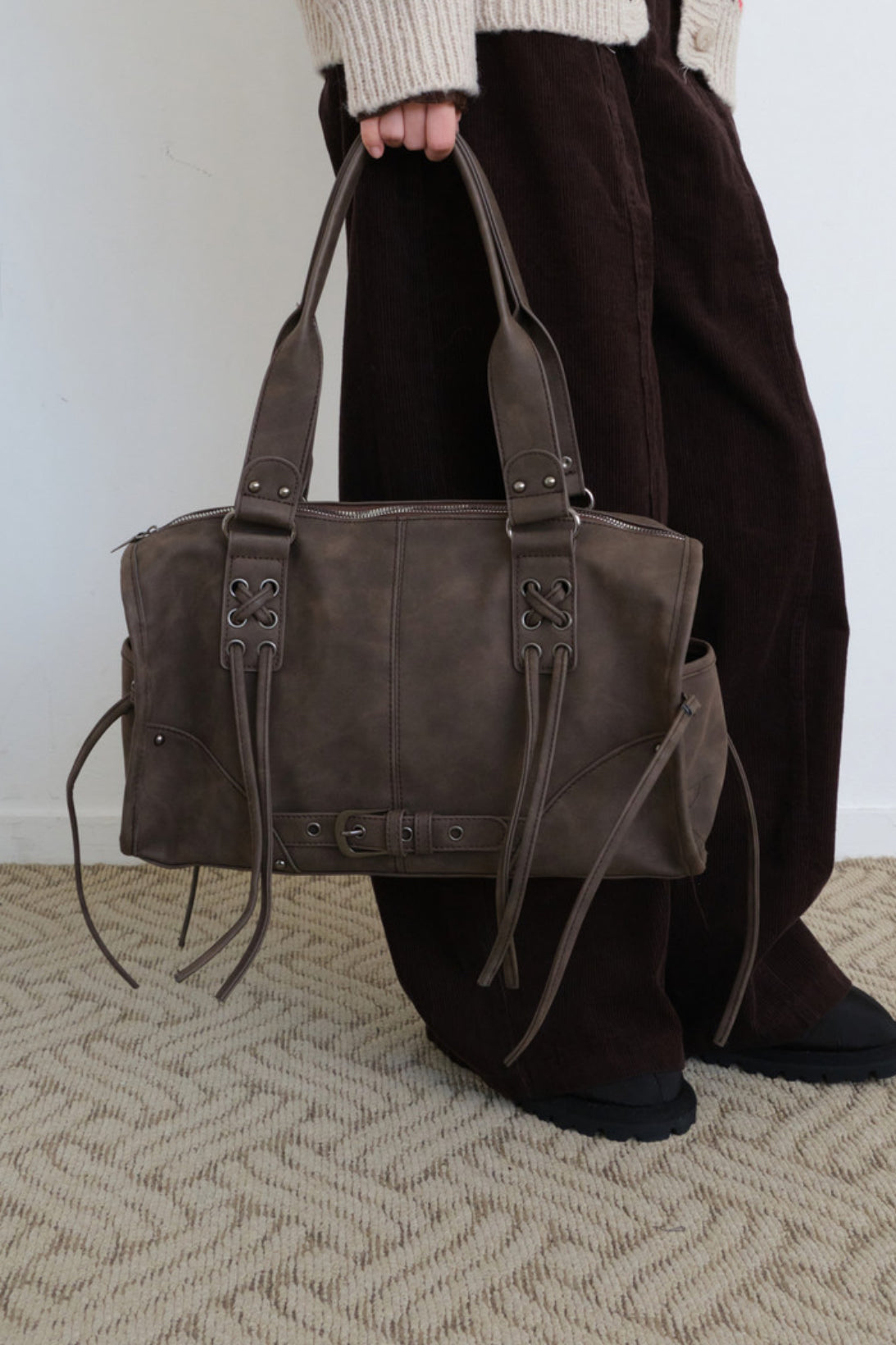 Tied Suede 2way Bag (black)