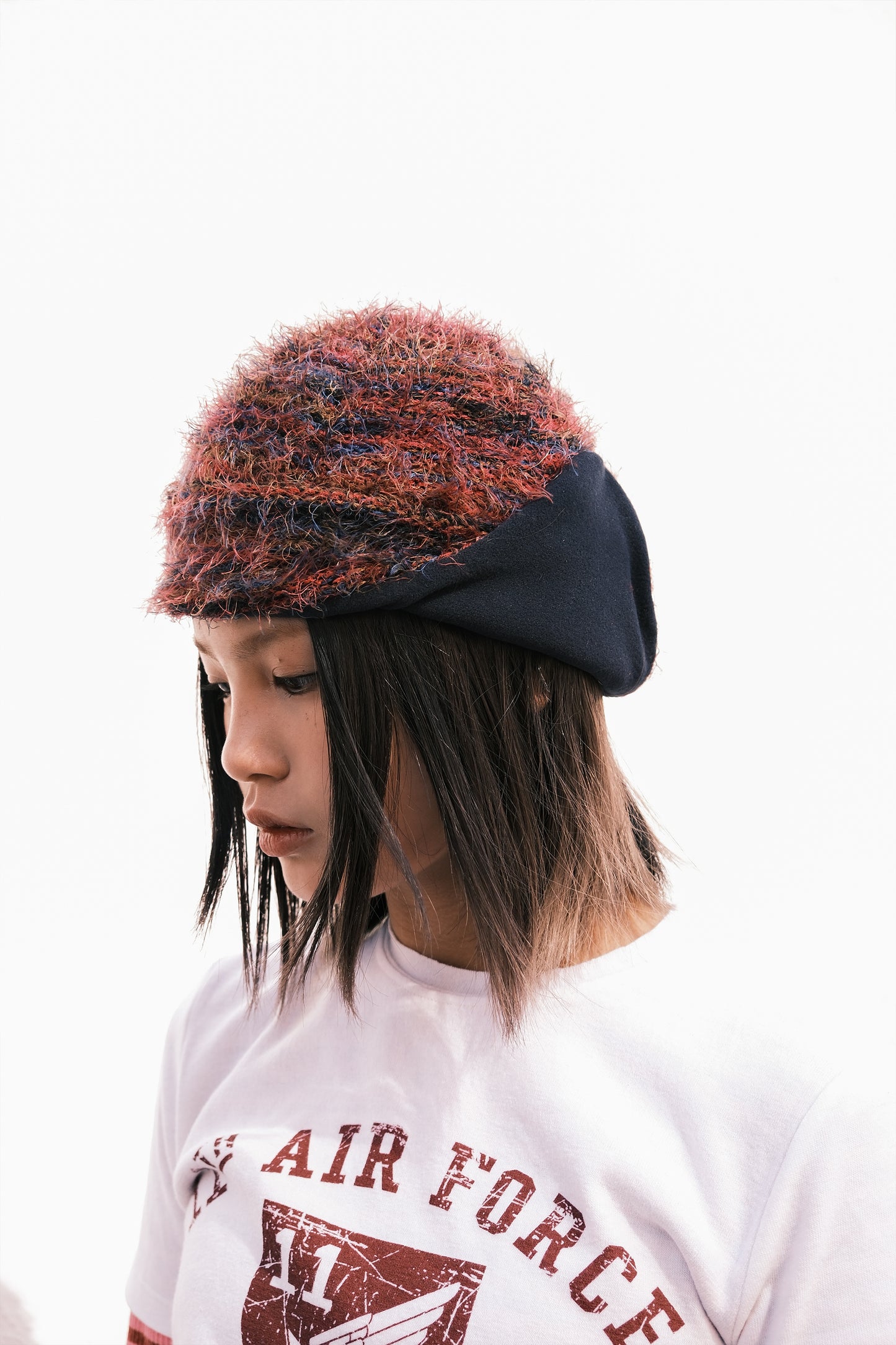 Furry Striped Ear Flap (khaki)