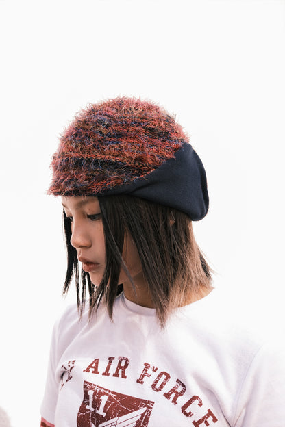 Furry Striped Ear Flap (khaki)