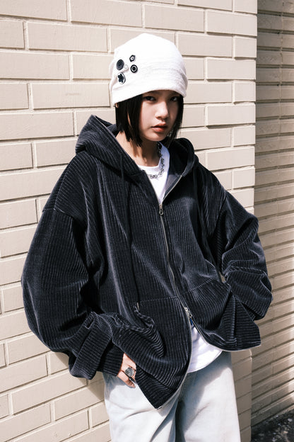 Velour Hooded Zip Up