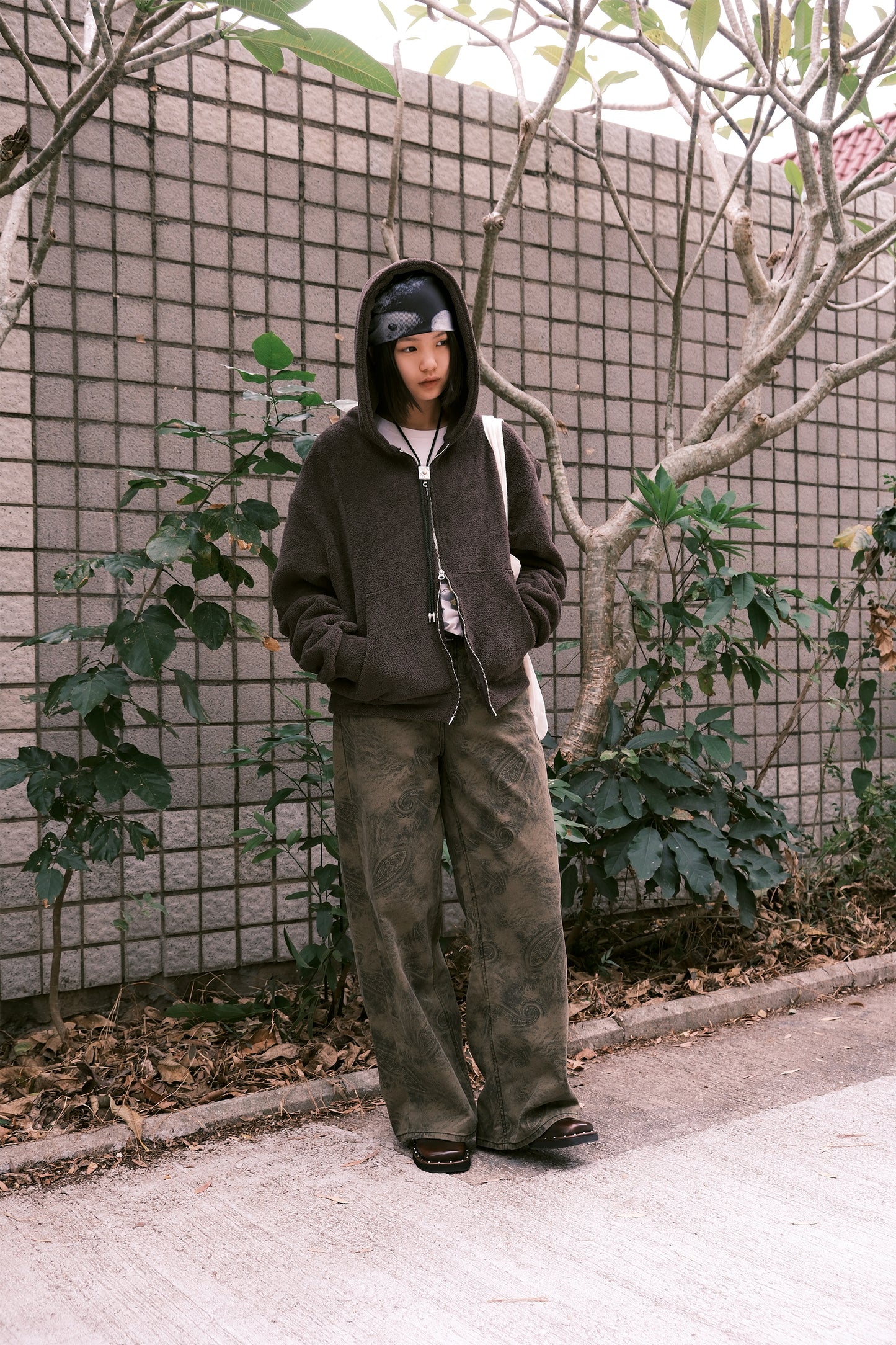 Paisley Wide Jeans (Khaki)