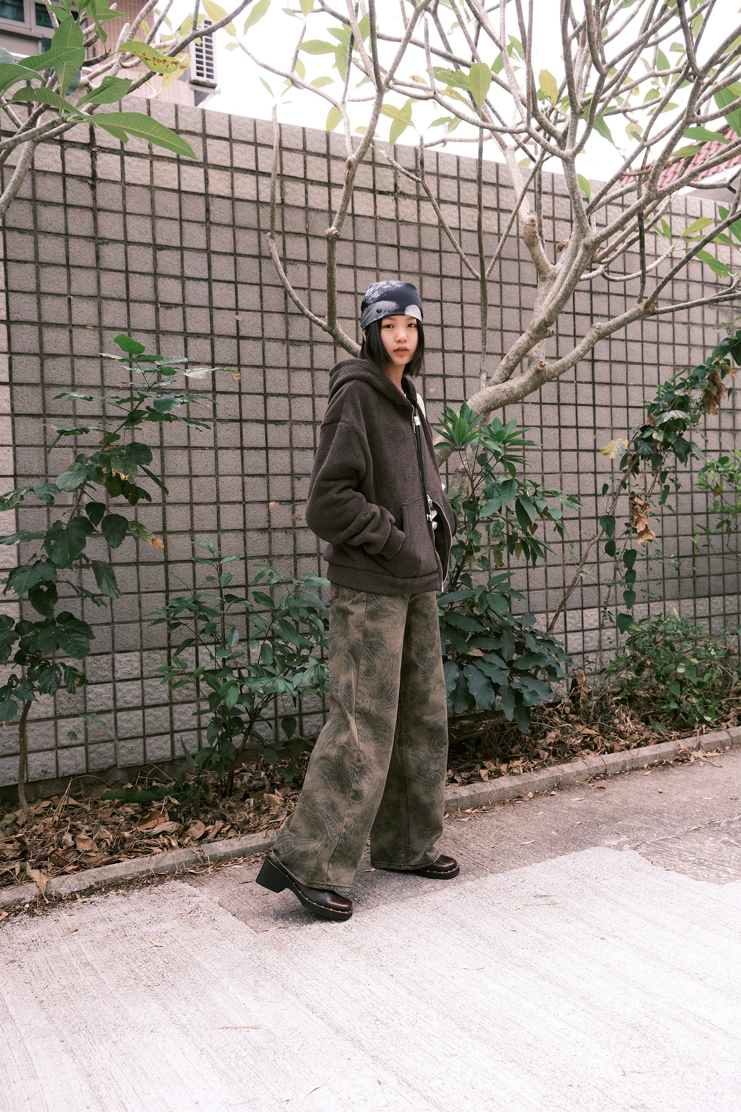 Paisley Wide Jeans (Khaki)