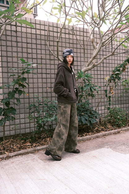 Paisley Wide Jeans (Khaki)