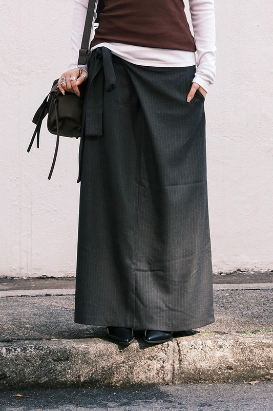 Stripe Maxi Wrap Skirt [FW]