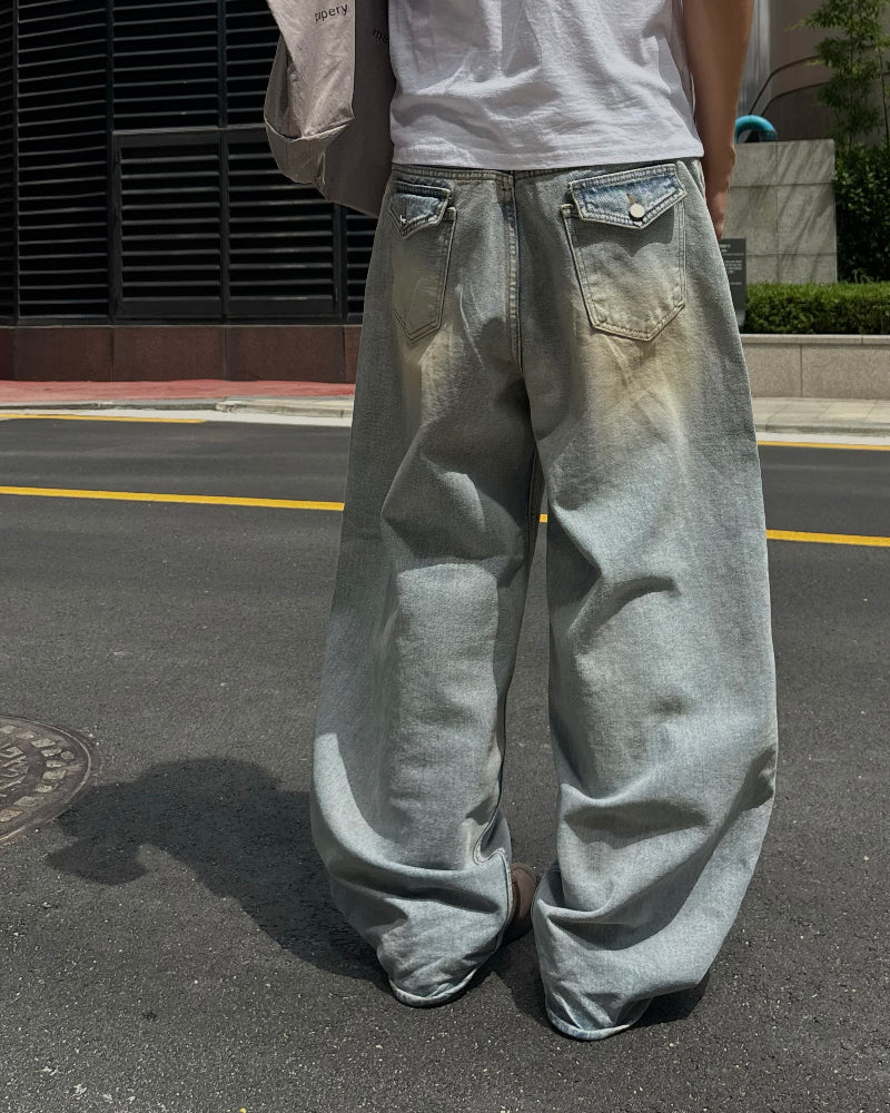 Sand Washed Pocket Jeans