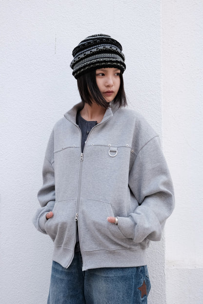 Joshua Eyelet Zip Up (grey)