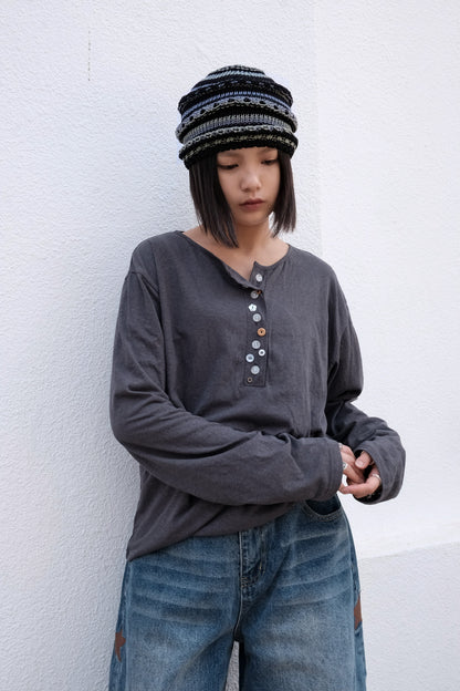 Garden Button LS (charcoal)