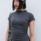 【BEST】Slim Shirring Top (charcoal)