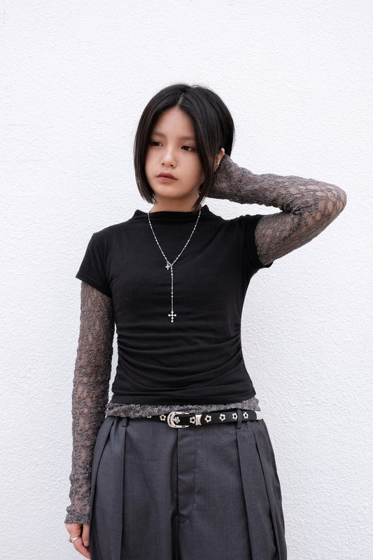 【BEST】Slim Shirring Top (black)