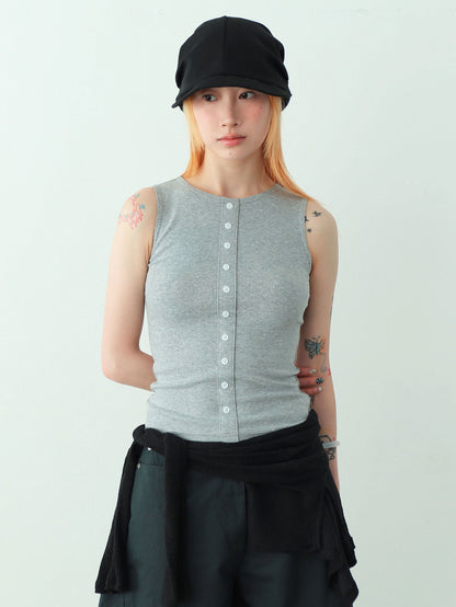 Kayla Button Sleeveless (grey)🌟celebritypick