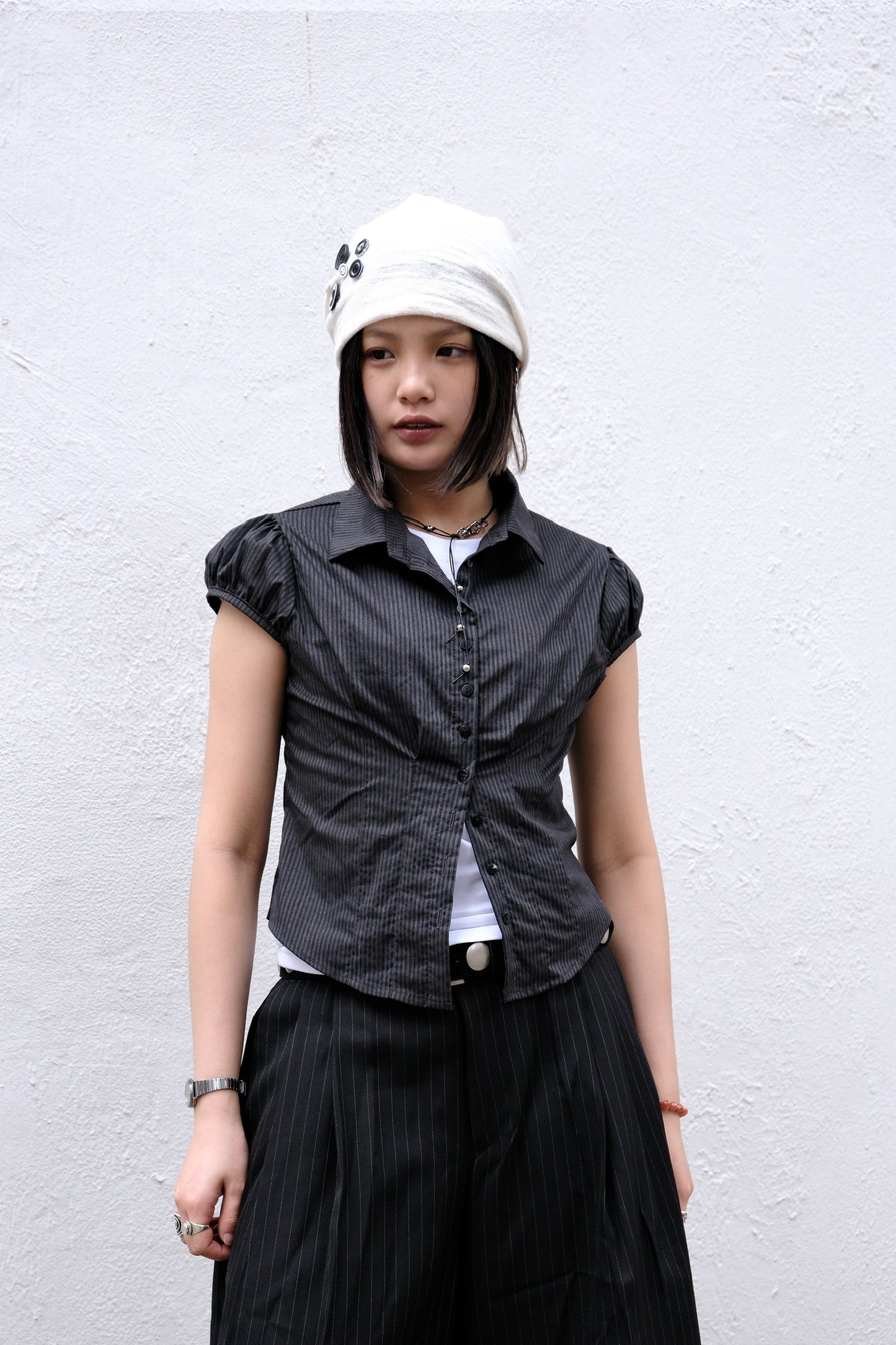 Hallie Stripe Blouse (black)