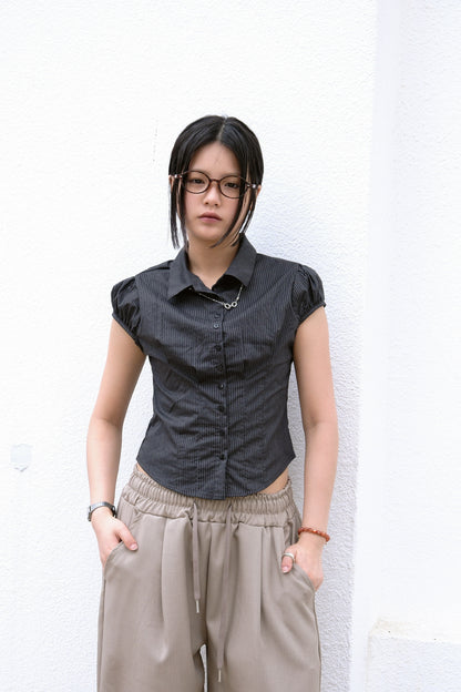 Hallie Stripe Blouse (black)