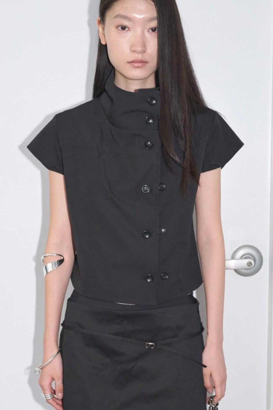 Mock Neck Button Jacket