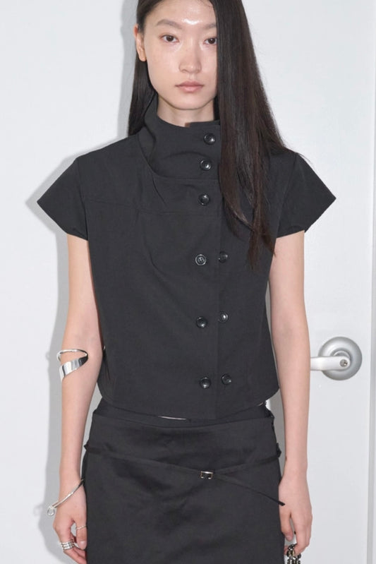 Mock Neck Button Jacket