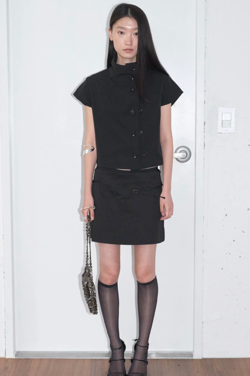 Mock Neck Button Jacket