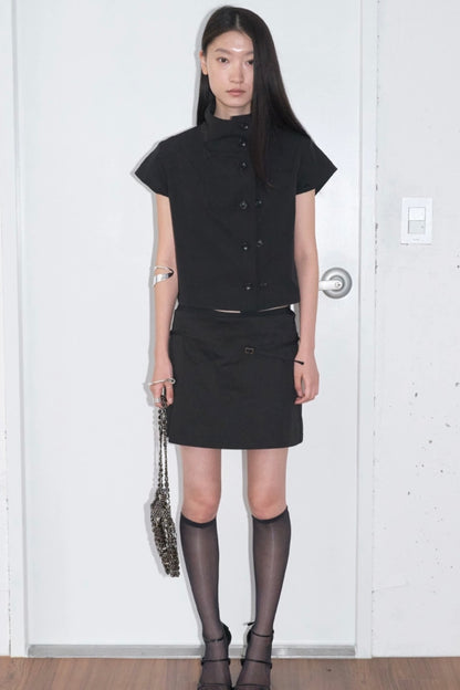 Mock Neck Button Jacket
