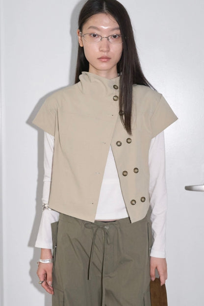 Mock Neck Button Jacket