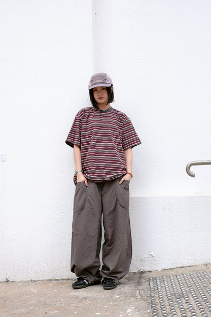 Curved Pocket Nylon Pants (brown)