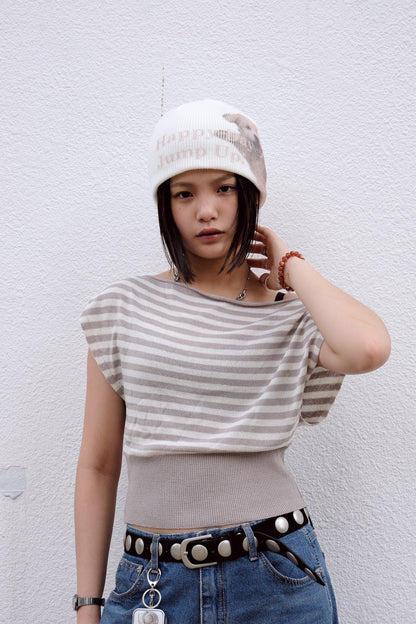 Stripe Mesh Off Shoulder (black)