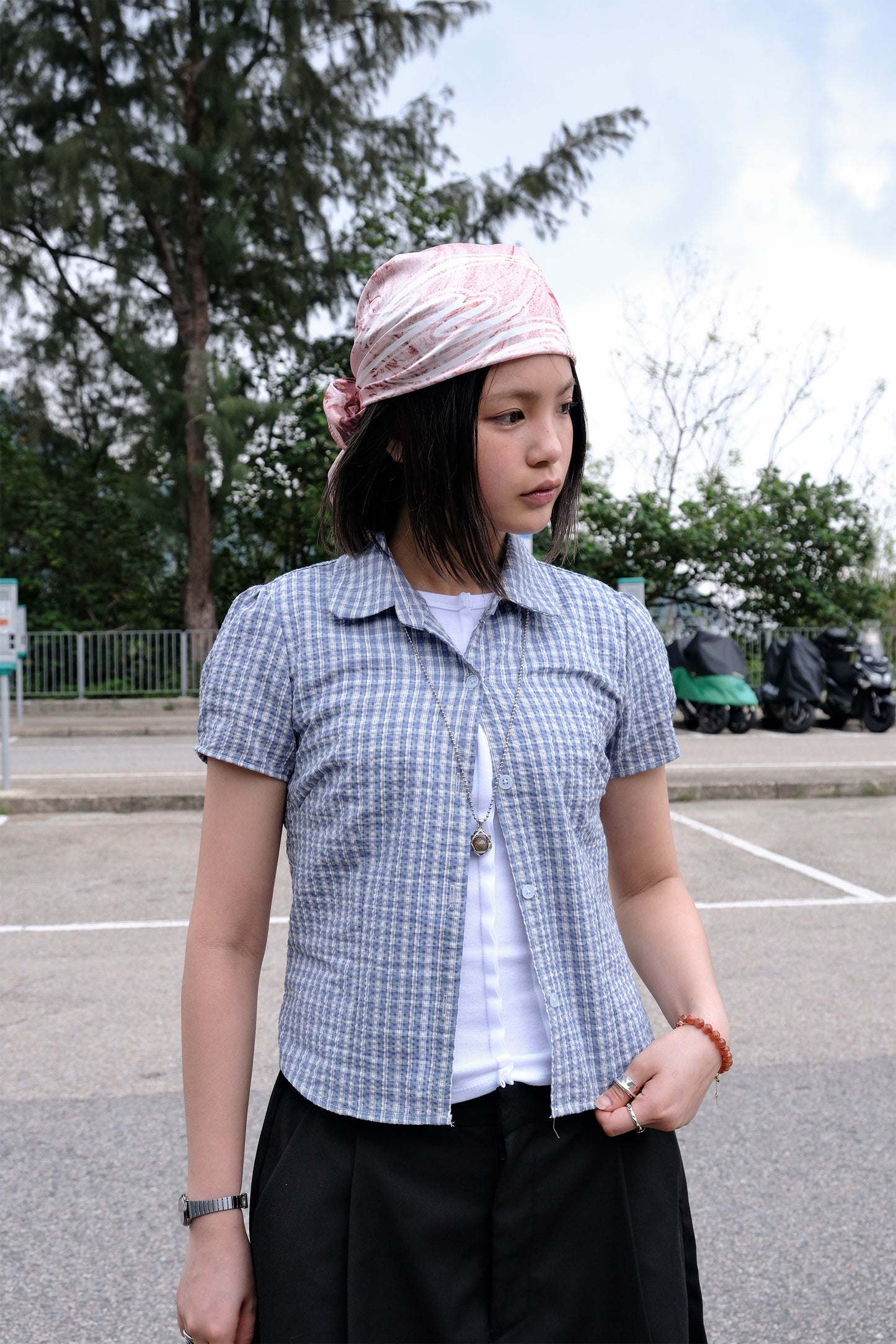 Retro Checker Blouse (2color)
