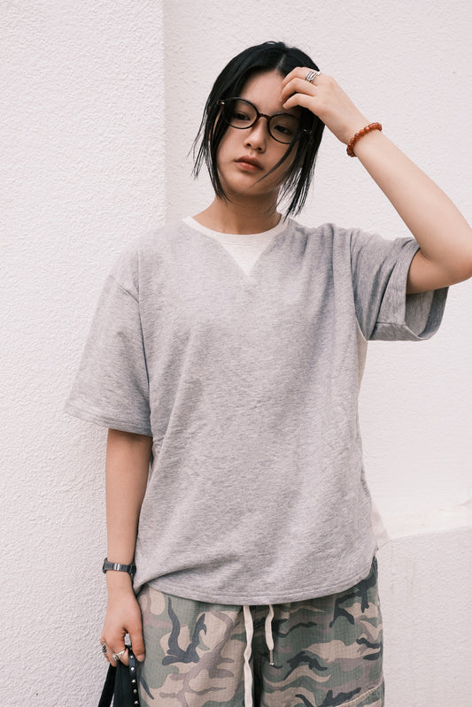 Weave Crop Tee (grey)