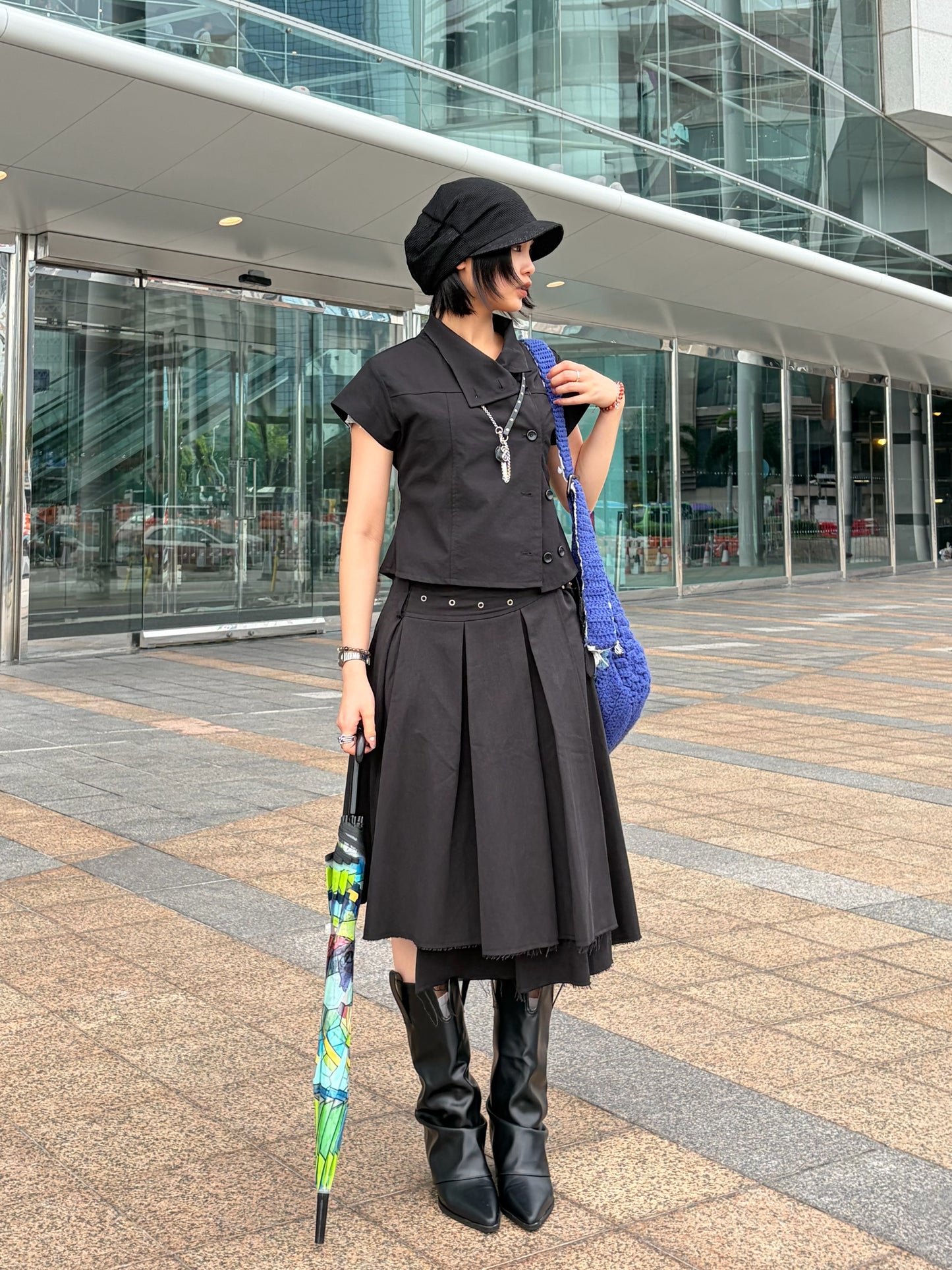 Mock Neck Button Jacket (black)