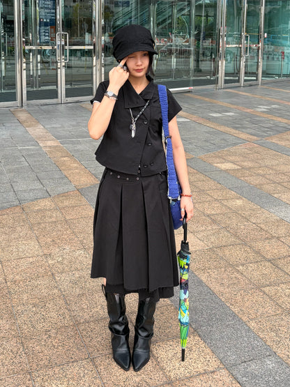 Mock Neck Button Jacket (black)