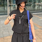 Mock Neck Button Jacket (black)