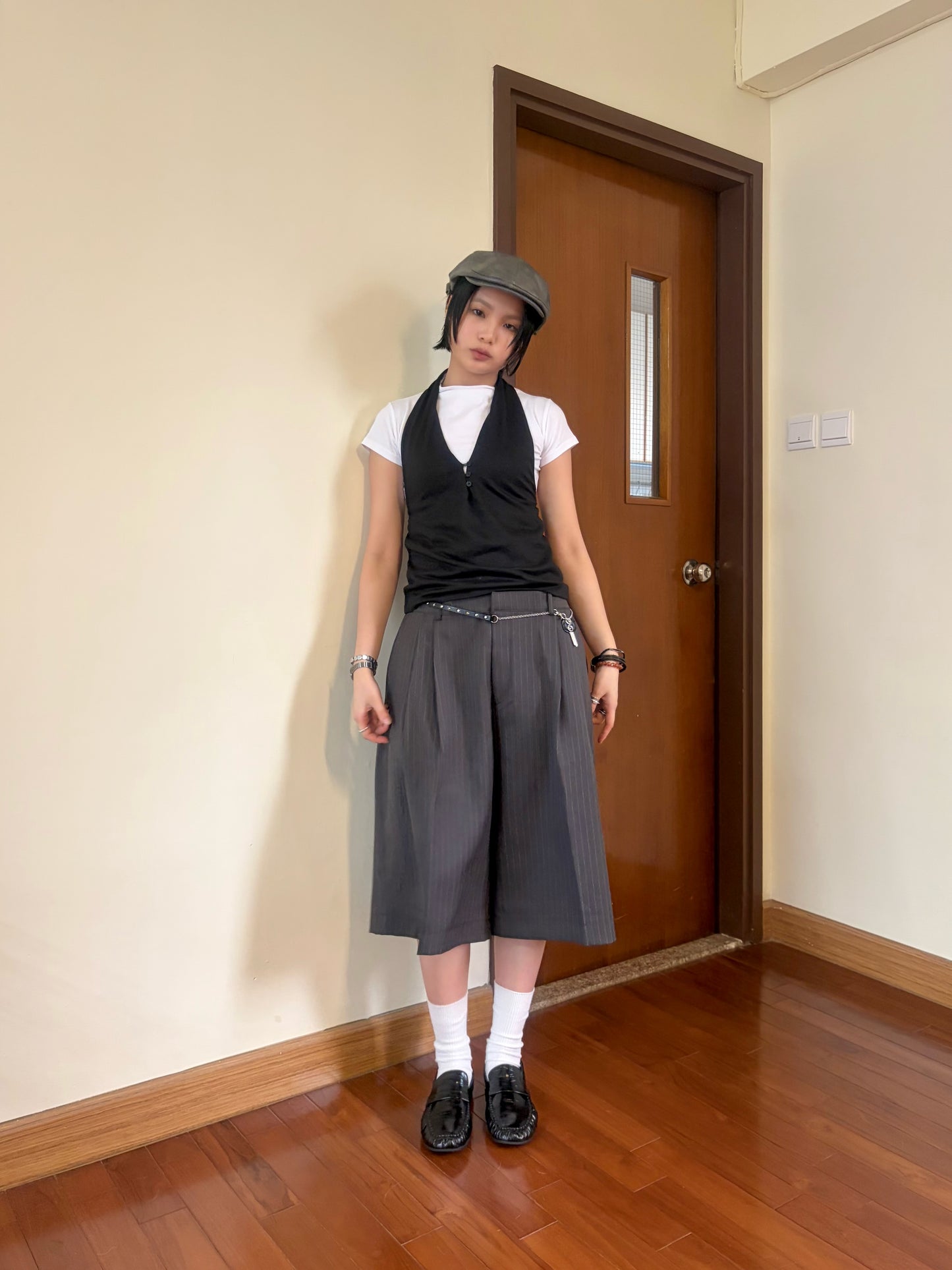 Striped Bermuda Slack (charcoal)