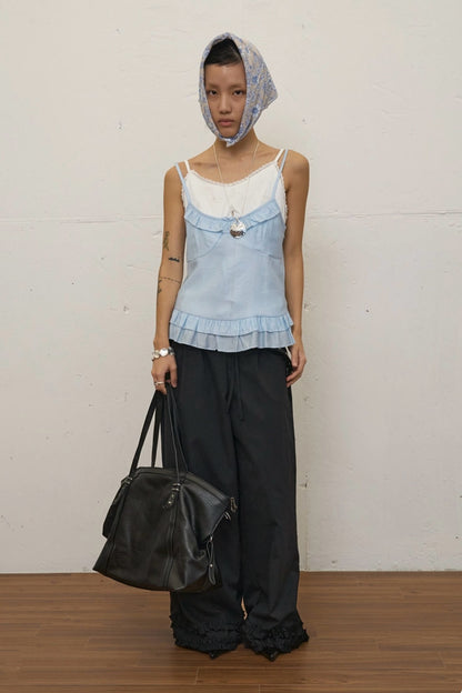 Double Frill Wide Pants (ivory)