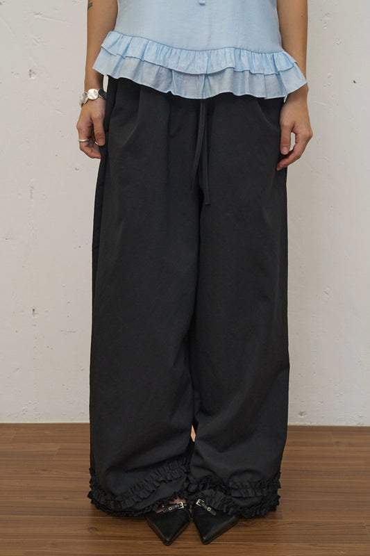 Double Frill Wide Pants (black)