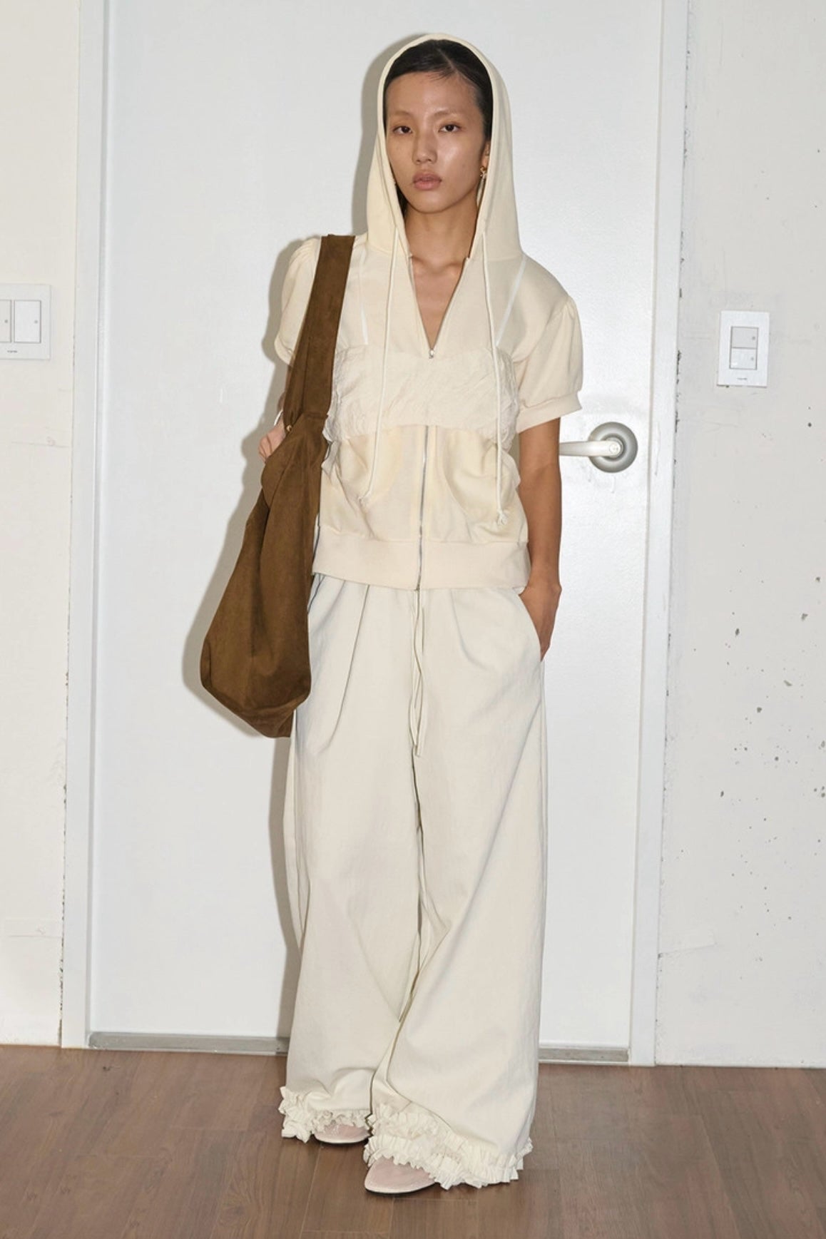Double Frill Wide Pants (ivory)