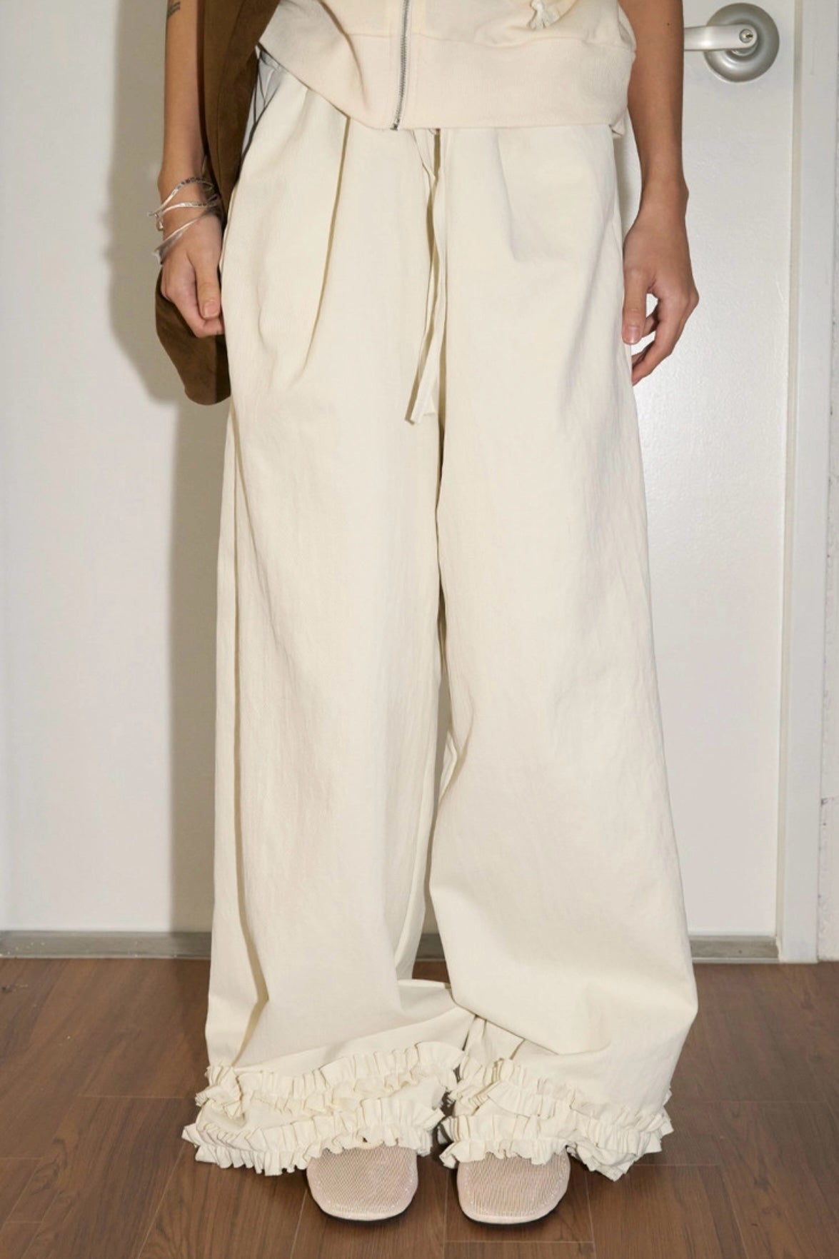 Double Frill Wide Pants (ivory)