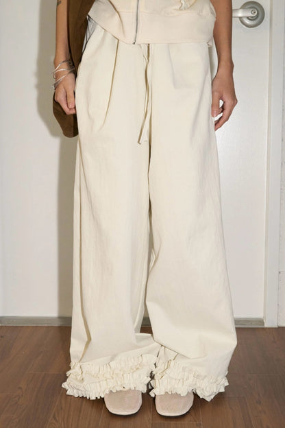 Double Frill Wide Pants (ivory)