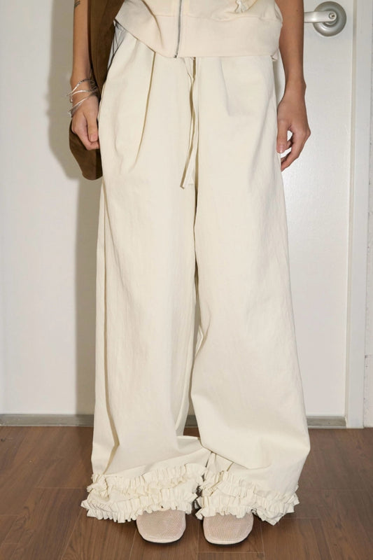 Double Frill Wide Pants (ivory)