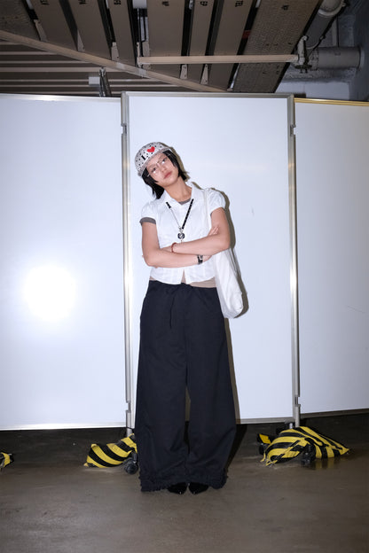 Double Frill Wide Pants (black)