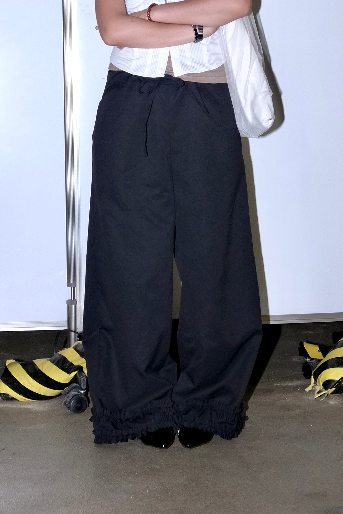 Double Frill Wide Pants (black)