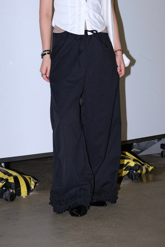 Double Frill Wide Pants (black)