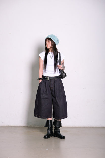 Stitch Raw Denim Shorts