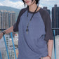 Button Raglan Tee (charcoal)