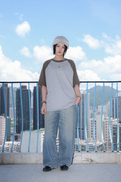 Button Raglan Tee (navy)