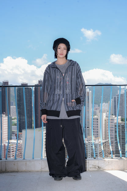 Curved Pocket Nylon Pants (black)